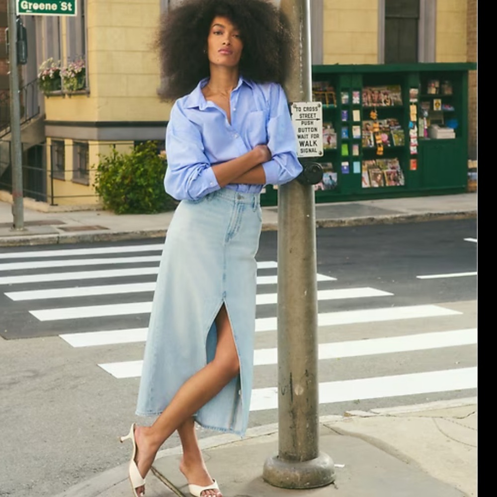 Old Navy Light Blue Denim Midi Skirt